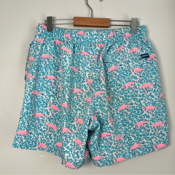 Chubbies Swim Trunks Shorts The Domingos Are For Flamingos AOP Medium Blue Pink - Picture 4 of 7